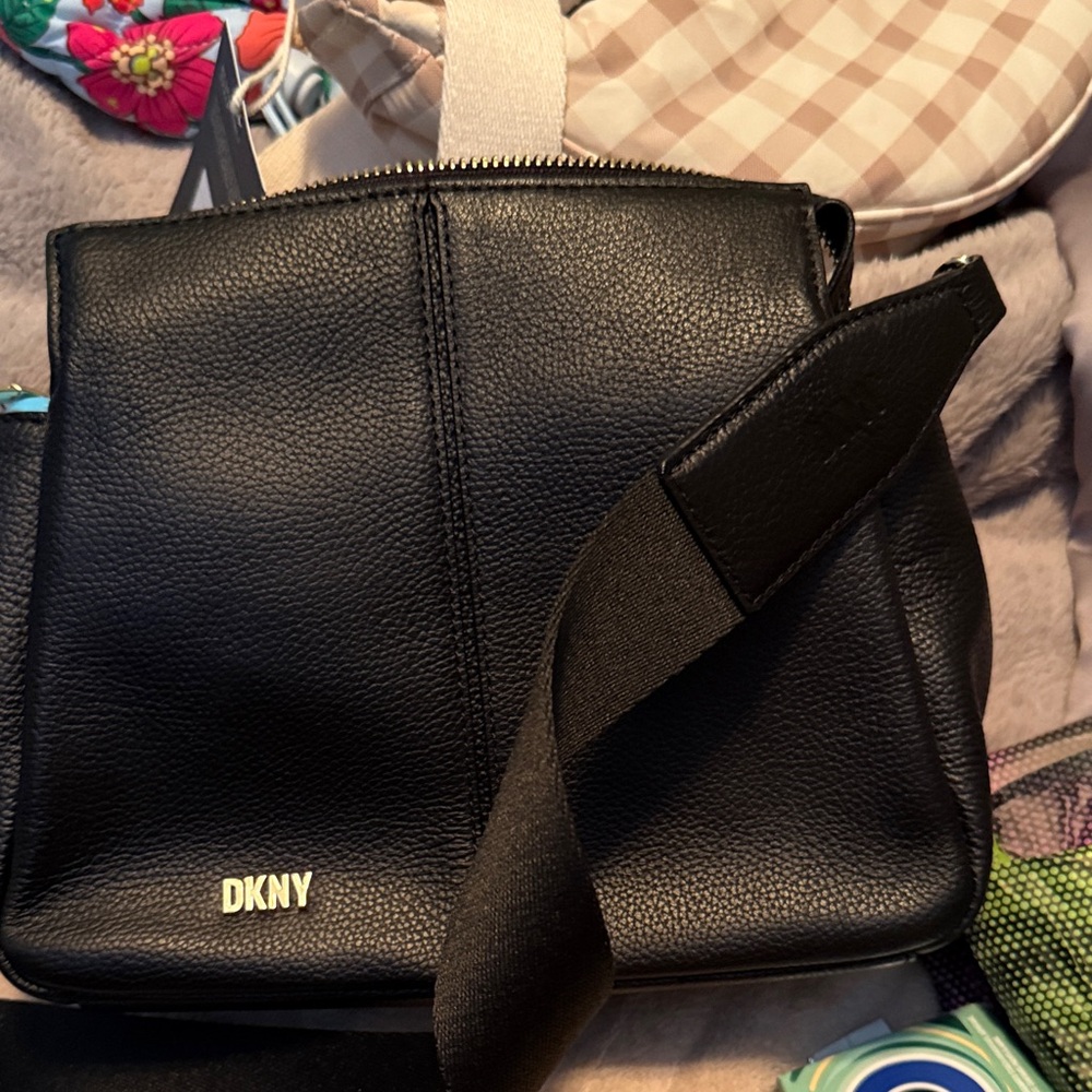 DKNY Black Pebbled Leather Shoulder Bag
